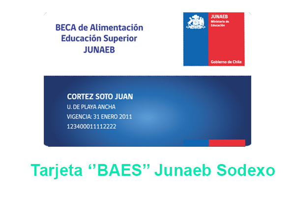 Tarjeta ‘’BAES’’ Junaeb Sodexo